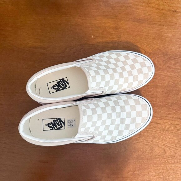 Tan Checkerboard Slip-On Vans - Picture 2 of 5